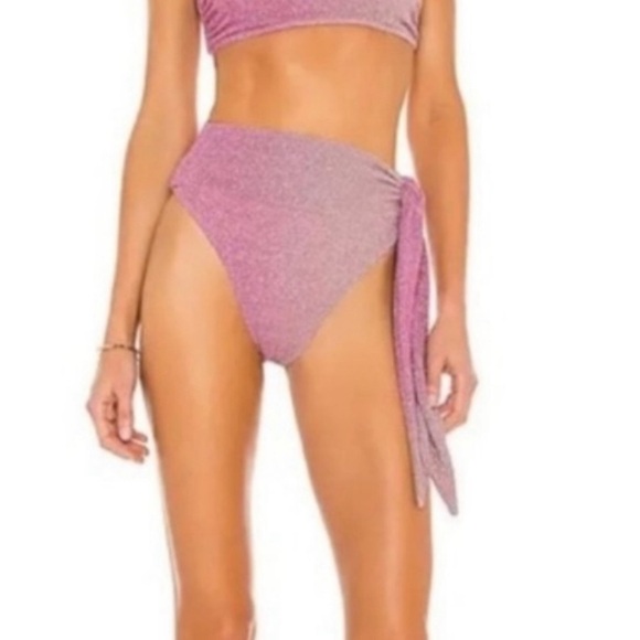 New! Beach Riot Claire sparkle ombré side tie bottoms purple 24994 - Picture 2 of 10